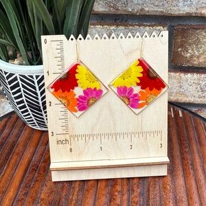 🌼 Bright Floral Resin Earrings | Gold Plated Stainless Hooks | Handmade